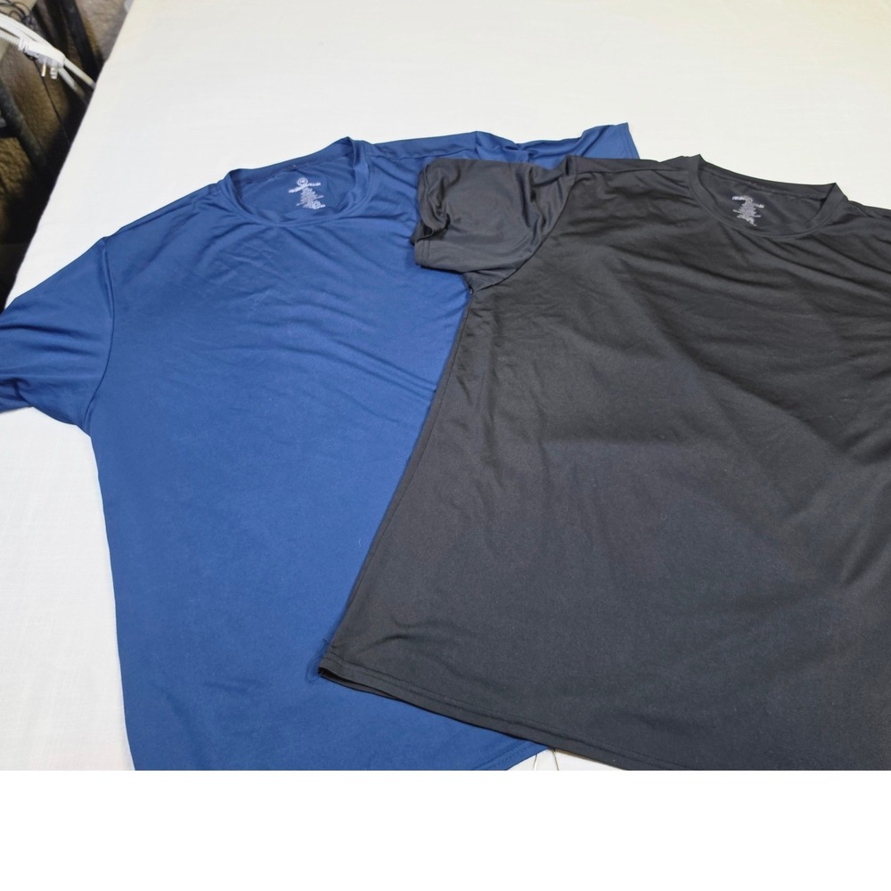 Real Essentials Mens 2XL Active T-Shirt 2 Pack Navy Black Performance Stretch